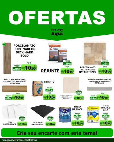 Modelo de Rede Social para Feed Instagram com o tema Ofertas Verde Cartaz para Pisos e revestimentos