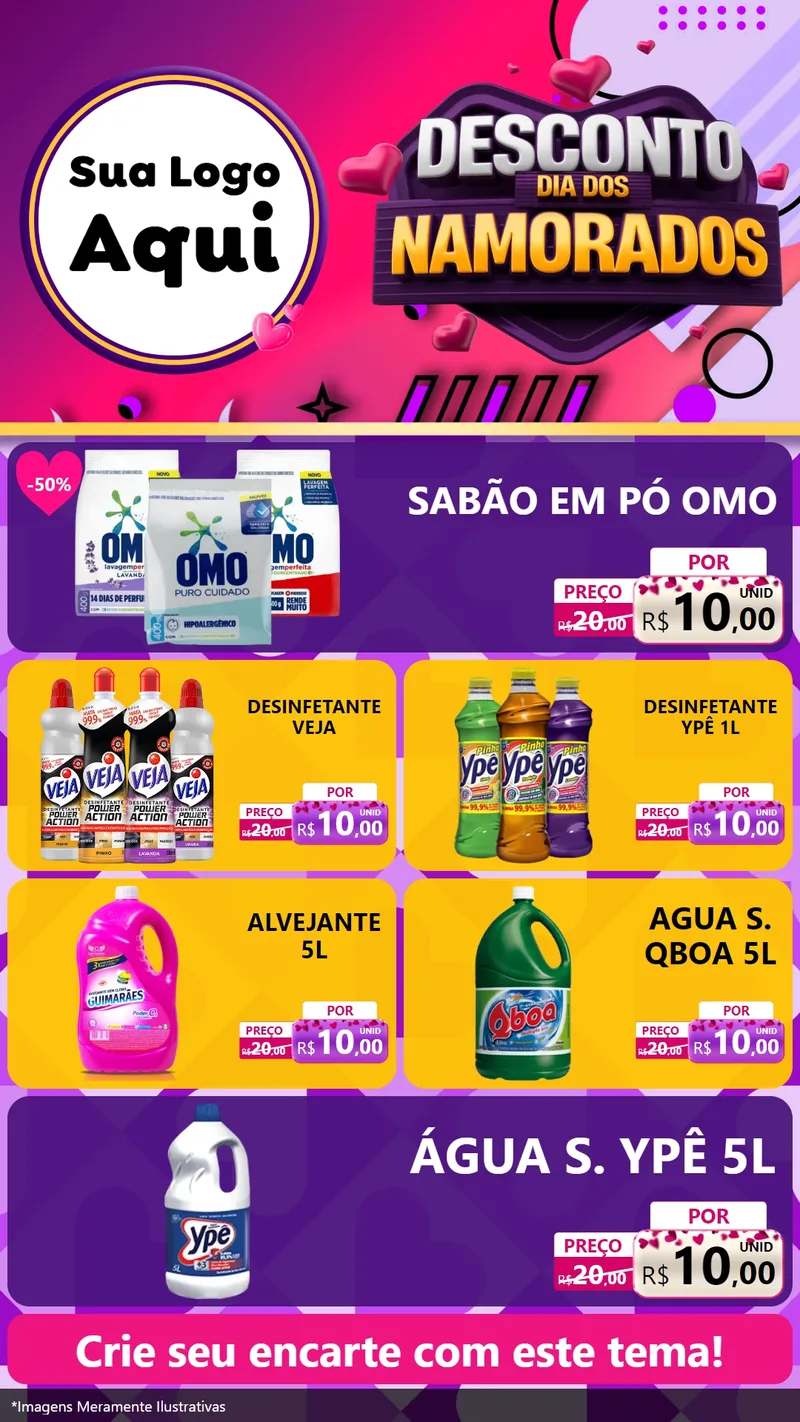 Modelo de TV para TV Vertical com o tema Desconto Dia dos Namorados para Produtos de Limpeza