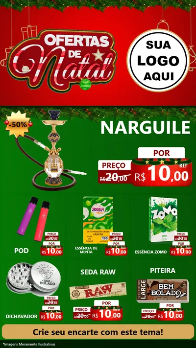 Modelo de Rede Social para Stories com o tema Ofertas de Natal para Tabacaria