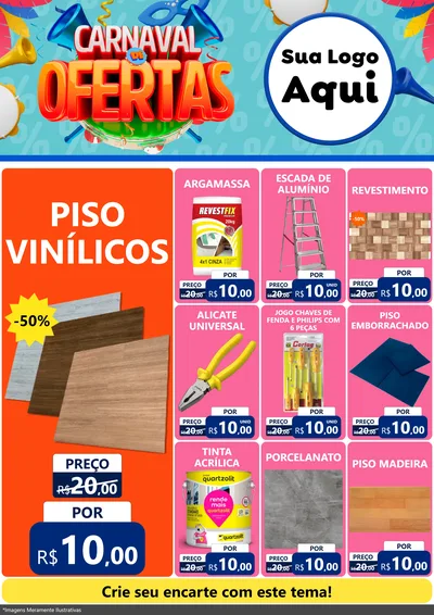 Modelo de Encarte para Encarte A4 Vertical com o tema Carnaval de Ofertas para Material para Construção