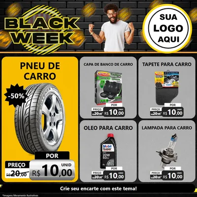 Modelo de Rede Social para Feed Facebook com o tema Black Week para Auto peças