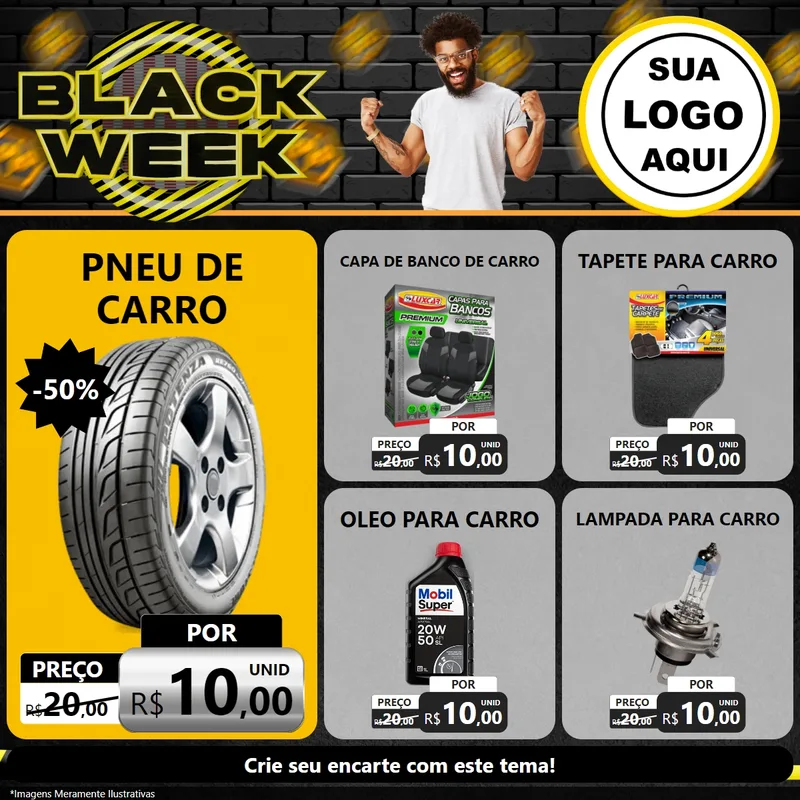 Modelo de Rede Social para Feed Facebook com o tema Black Week para Auto peças