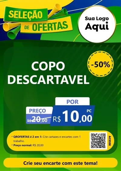 Modelo de Cartaz para Cartaz A4 Vertical com o tema Seleção de Ofertas - Copa para Embalagens