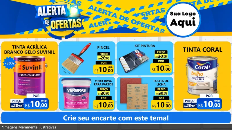 Modelo de TV para TV Horizontal com o tema Alerta de Ofertas para Tintas e Ferramentas