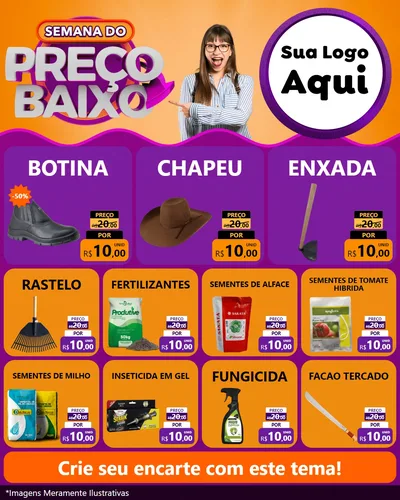 Modelo de Rede Social para Feed Instagram com o tema Semana do Preço Baixo para Agropecuária