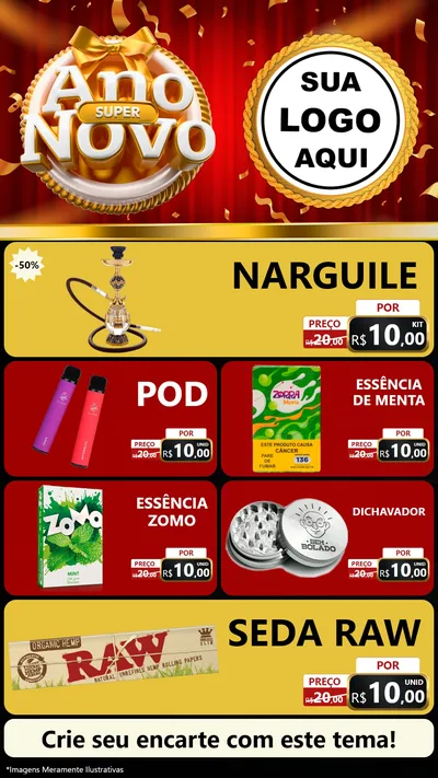 Modelo de TV para TV Vertical com o tema Super Ano Novo para Tabacaria