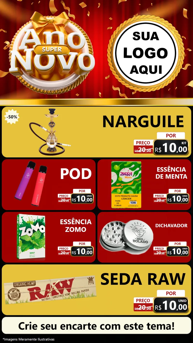Modelo de TV para TV Vertical com o tema Super Ano Novo para Tabacaria