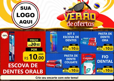 Modelo de Encarte para Encarte A4 Horizontal com o tema Super Verão de Ofertas para Higiene Pessoal