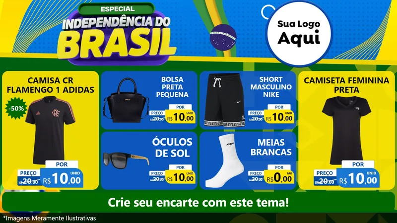 Modelo de TV para TV Horizontal com o tema Especial Independência do Brasil para Roupas e acessórios