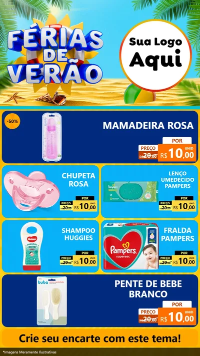 Modelo de TV para TV Vertical com o tema Férias de Verão para Bebês