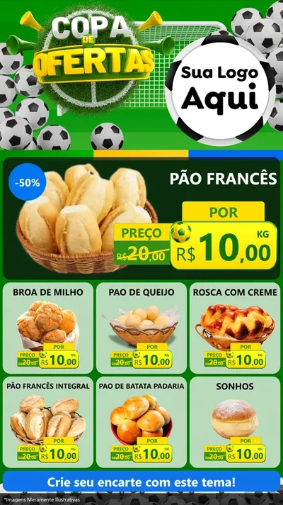 Modelo de Rede Social para Stories com o tema Copa De Ofertas para Padaria