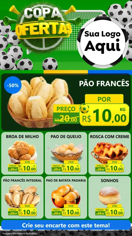 Modelo de Rede Social para Stories com o tema Copa De Ofertas para Padaria