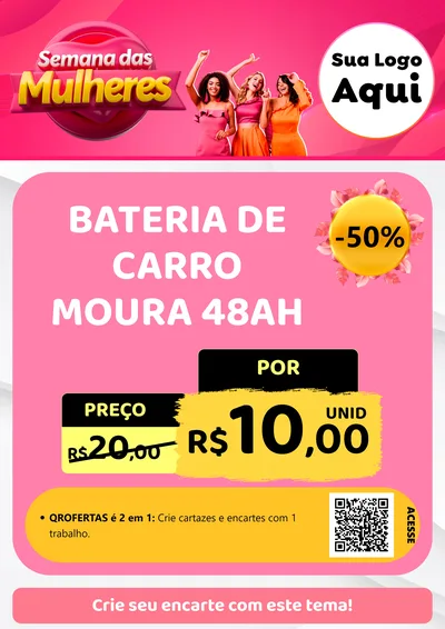 Modelo de Cartaz para Cartaz A4 Vertical com o tema Semana das Mulheres para Baterias Elétricas