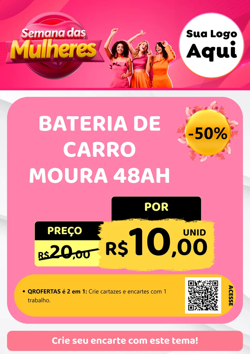 Modelo de Cartaz para Cartaz A4 Vertical com o tema Semana das Mulheres para Baterias Elétricas