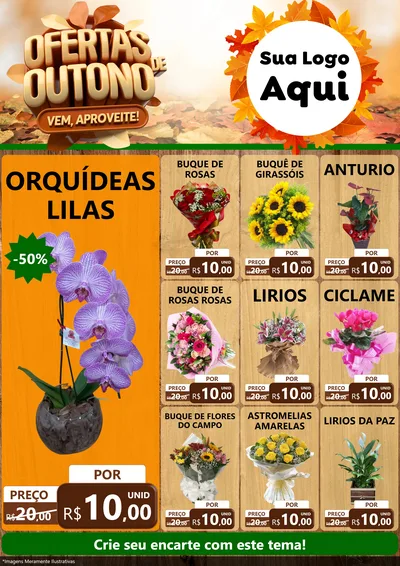 Modelo de Encarte para Encarte A4 Vertical com o tema Ofertas de Outono - Vem, Aproveite! para Floricultura e jardim
