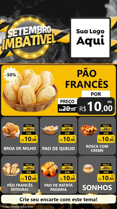Modelo de Rede Social para Stories com o tema Setembro Imbatível para Padaria