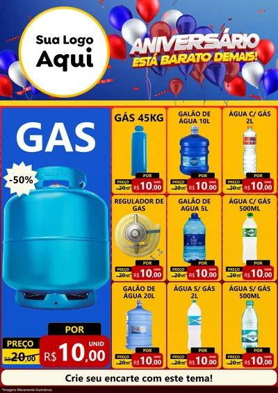 Modelo de Encarte para Encarte A4 Vertical com o tema Aniversário para Água e gás