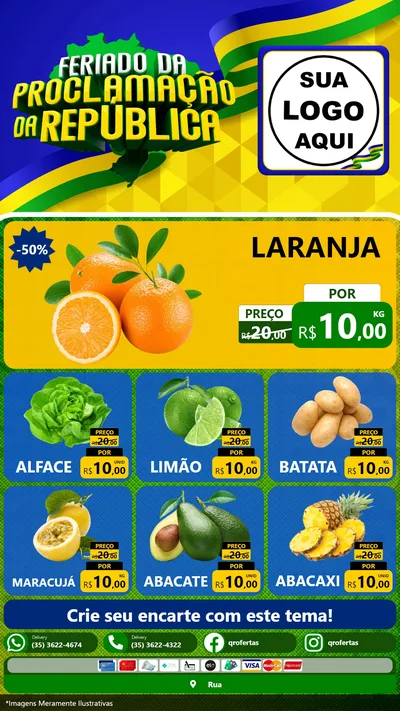 Modelo de Rede Social para Stories com o tema Feriado da Proclamação da República para Hortifrúti