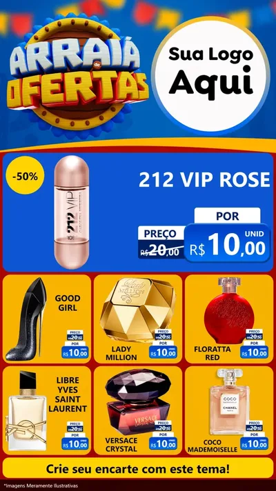 Modelo de Rede Social para Stories com o tema Arraiá de Ofertas - Junina para Perfumes