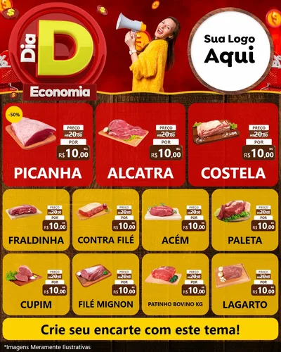 Modelo de Rede Social para Feed Instagram com o tema Dia D Economia para Açougue