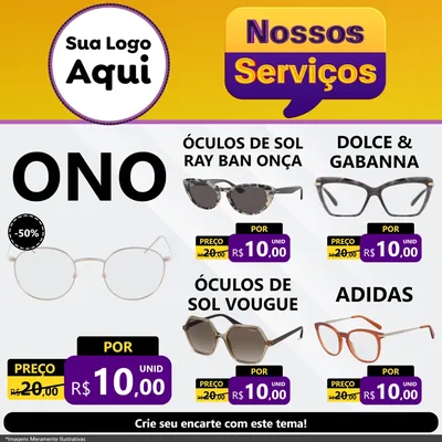 Modelo de Rede Social para Feed Facebook com o tema Nossos Serviços para Óticas