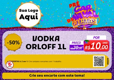 Modelo de Cartaz para Cartaz A4 Horizontal com o tema Pré Carnaval de Ofertas para Distribuidora de bebidas