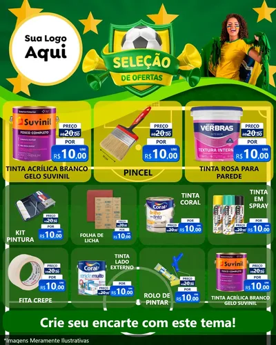 Modelo de Rede Social para Feed Instagram com o tema Seleção de Ofertas - Copa para Tintas e Ferramentas