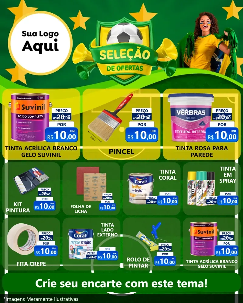 Modelo de Rede Social para Feed Instagram com o tema Seleção de Ofertas - Copa para Tintas e Ferramentas