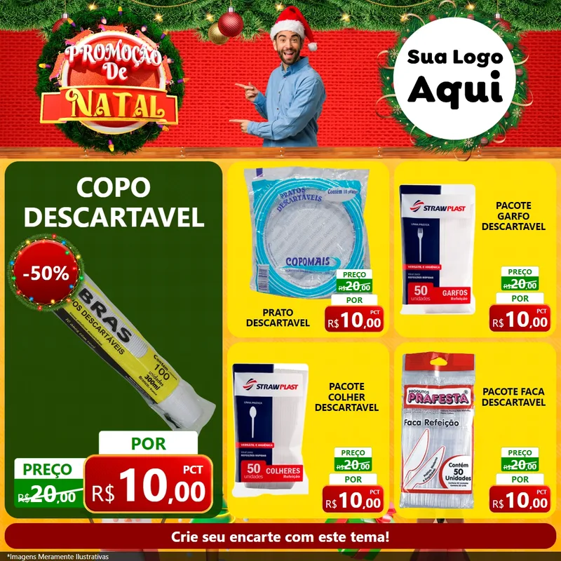 Modelo de Rede Social para Feed Facebook com o tema Promoção de Natal para Embalagens