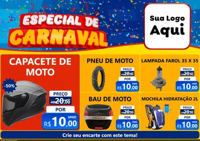 Modelo de Encarte para Encarte A4 Horizontal com o tema Especial de Carnaval para Moto peças