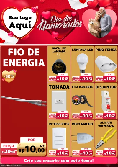 Modelo de Encarte para Encarte A4 Vertical com o tema Dia Dos Namorados para Materiais Elétricos