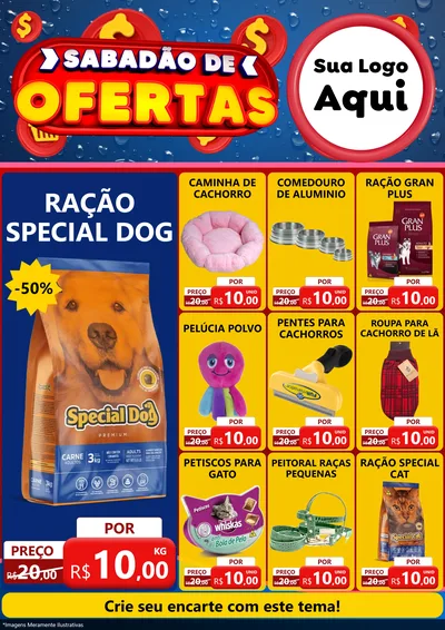Modelo de Encarte para Encarte A4 Vertical com o tema Sabadão de Ofertas para Pet Shop