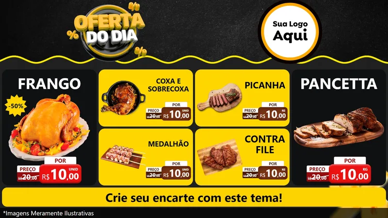 Modelo de TV para TV Horizontal com o tema Oferta Do Dia para Assados