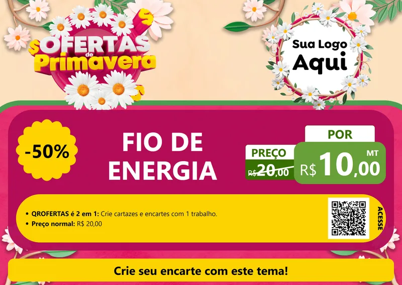 Modelo de Cartaz para Cartaz A4 Horizontal com o tema Ofertas de Primavera para Materiais Elétricos