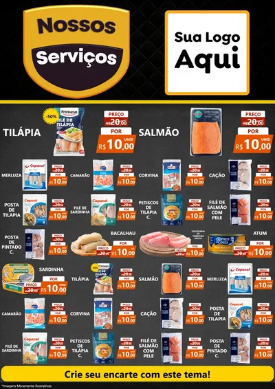 Modelo de Encarte para Encarte A4 Vertical com o tema Nossos Serviços para Peixaria