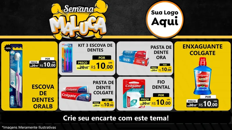 Modelo de TV para TV Horizontal com o tema Semana Maluca para Higiene Pessoal