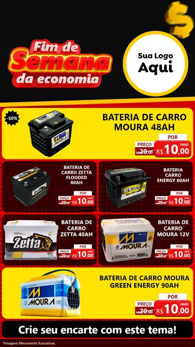 Modelo de TV para TV Vertical com o tema Fim de Semana da Economia para Baterias Elétricas
