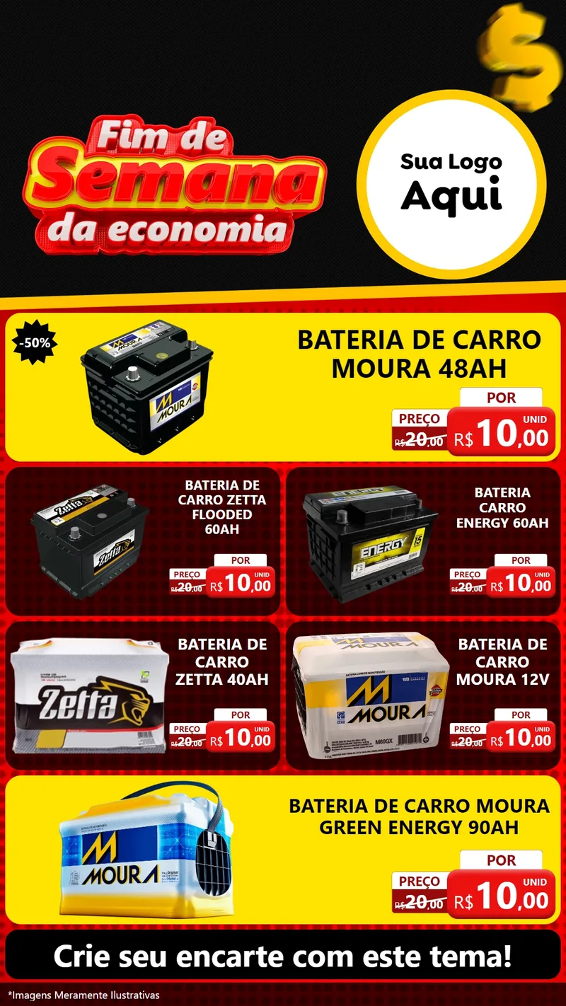 Modelo de TV para TV Vertical com o tema Fim de Semana da Economia para Baterias Elétricas