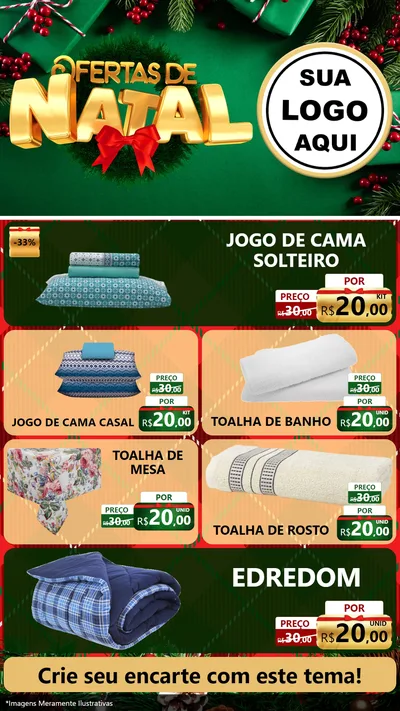 Modelo de TV para TV Vertical com o tema Ofertas de Natal para Cama, Mesa e Banho