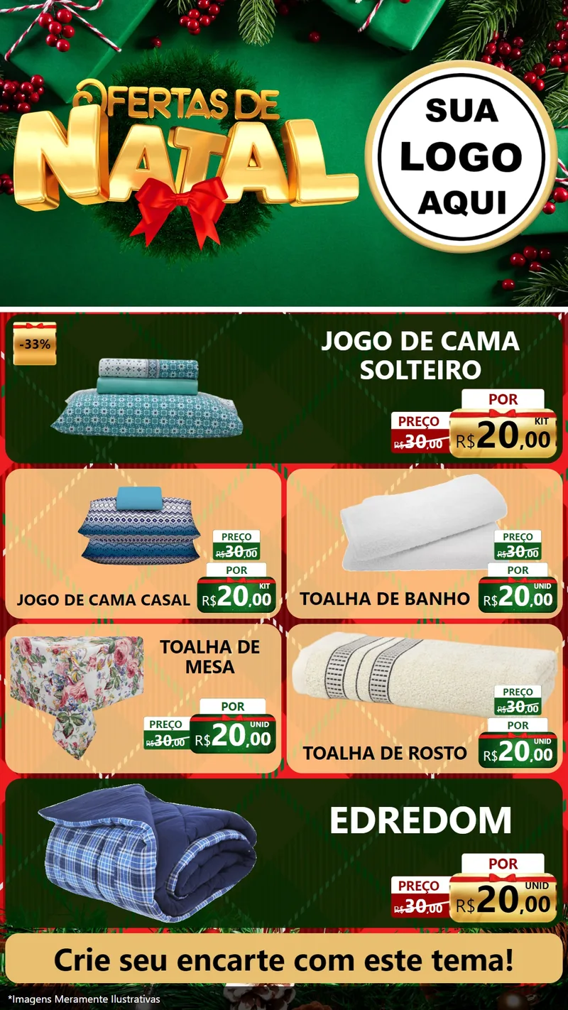 Modelo de TV para TV Vertical com o tema Ofertas de Natal para Cama, Mesa e Banho