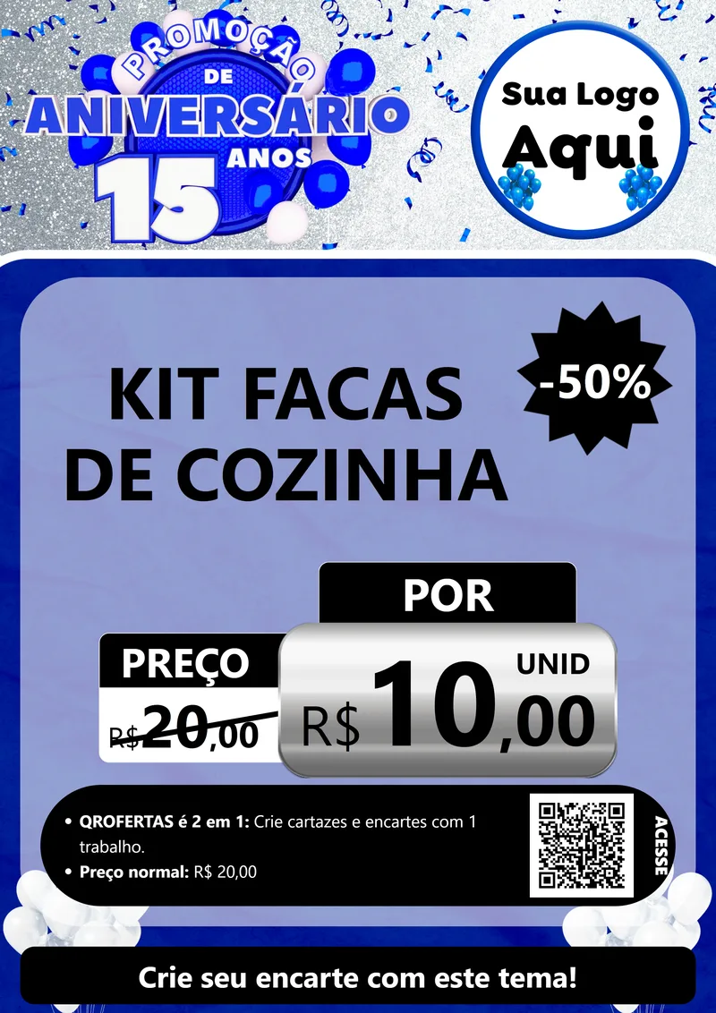 Modelo de Cartaz para Cartaz A4 Vertical com o tema Promoção de Aniversário - 15 Anos para Utilidades Domésticas