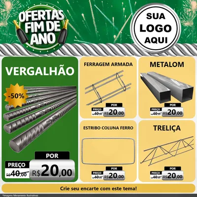 Modelo de Rede Social para Feed Facebook com o tema Ofertas Fim de Ano para Ferragens