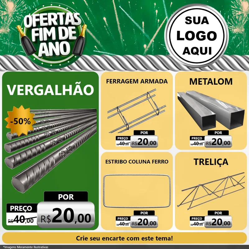 Modelo de Rede Social para Feed Facebook com o tema Ofertas Fim de Ano para Ferragens