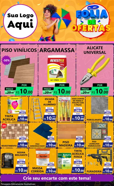 Modelo de Encarte para Encarte Grande com o tema Folia de Ofertas para Material para Construção