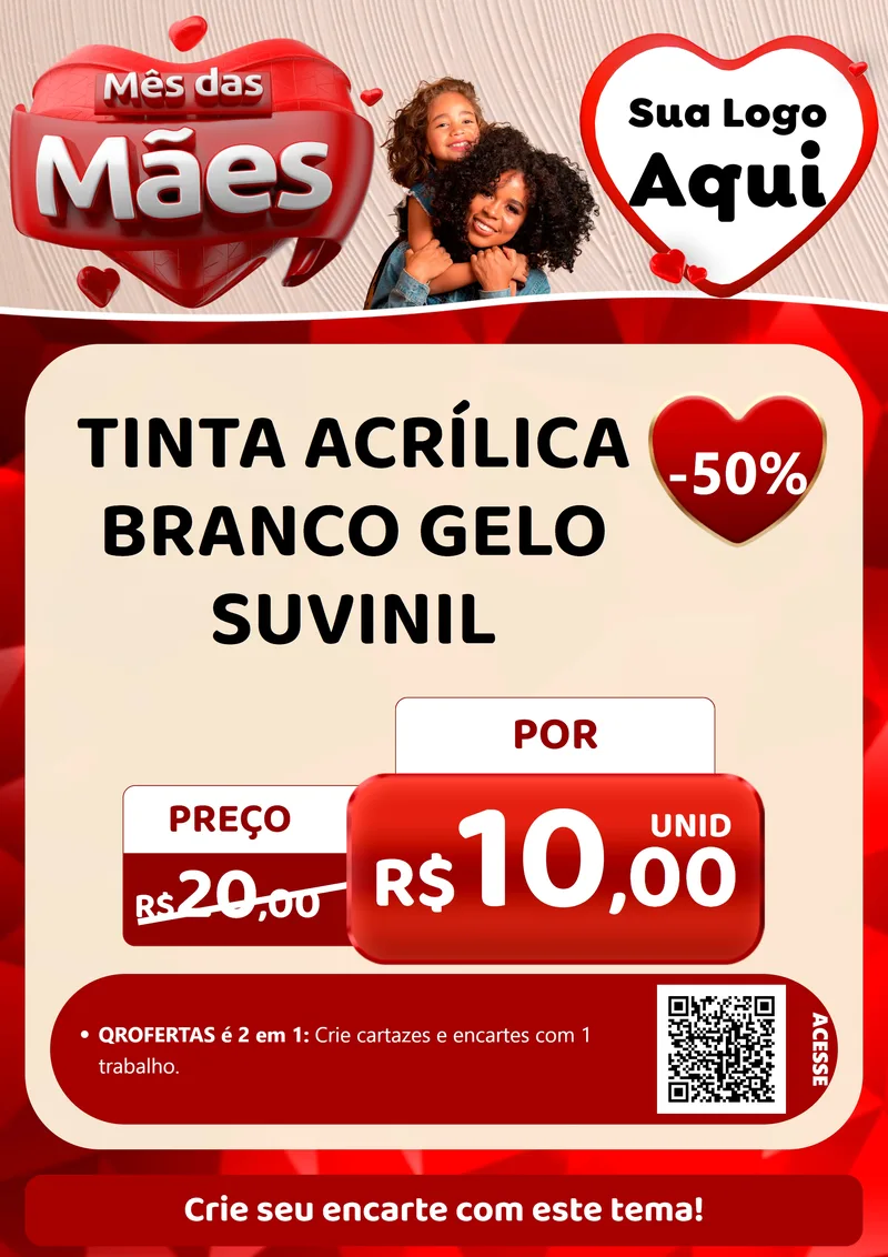 Modelo de Cartaz para Cartaz A4 Vertical com o tema Mês das Mães para Tintas e Ferramentas