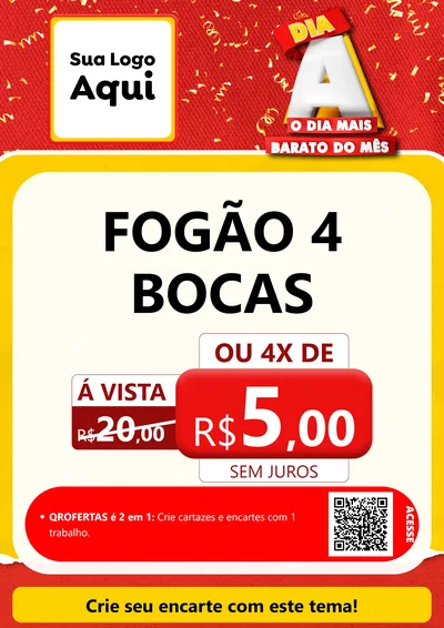 Modelo de Cartaz para Cartaz A4 Vertical com o tema Dia A o Dia Mais Barato do Mês para Móveis e Eletro