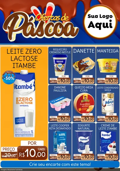 Modelo de Encarte para Encarte A4 Vertical com o tema Ofertas de Páscoa para Frios e Laticínios