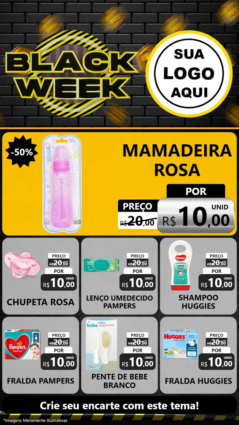 Modelo de Rede Social para Stories com o tema Black Week para Bebês