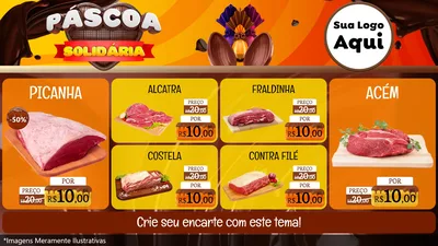 Modelo de TV para TV Horizontal com o tema Páscoa Solidária para Açougue