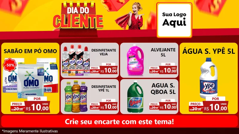 Modelo de TV para TV Horizontal com o tema Dia do Cliente para Produtos de Limpeza